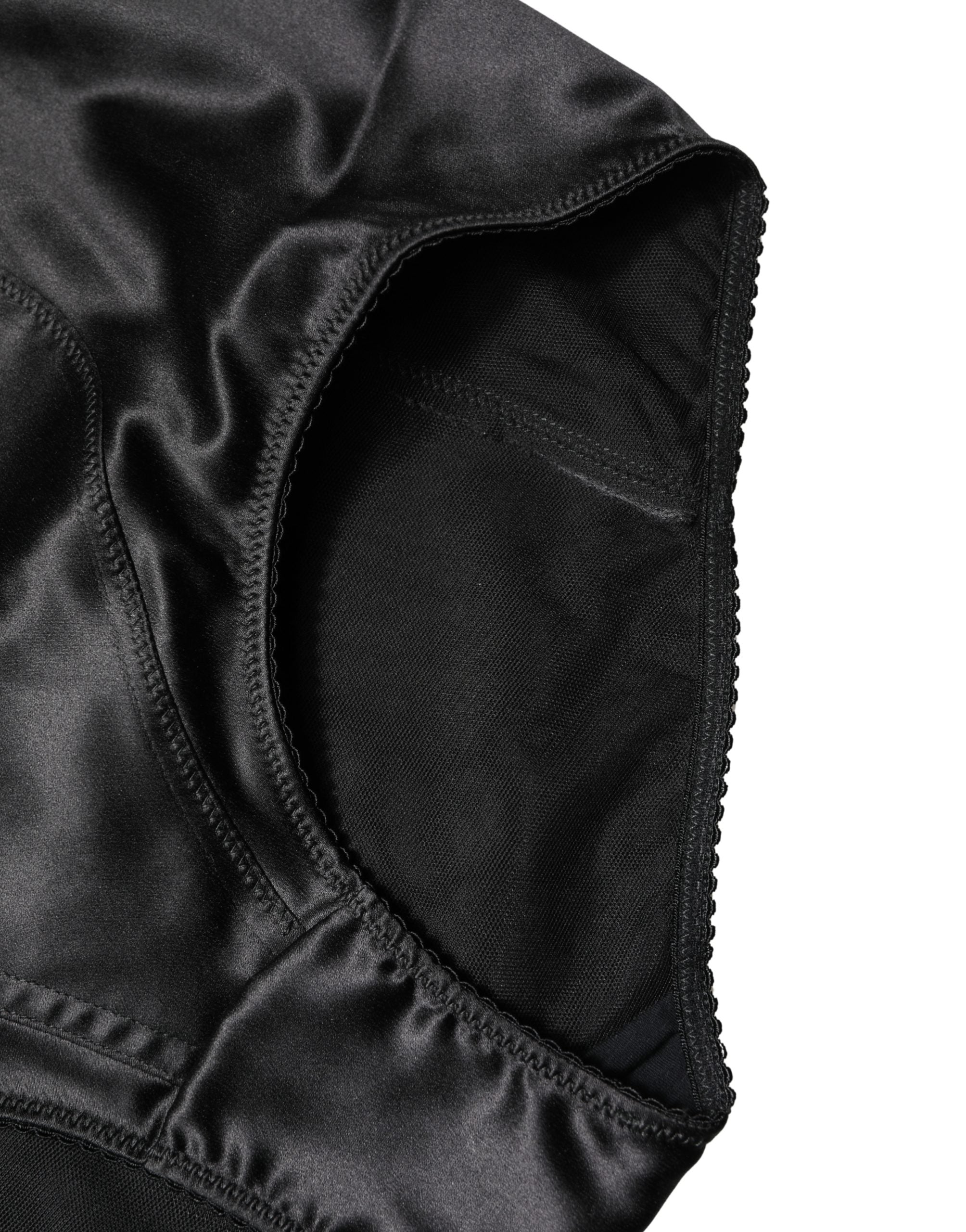 Black Silk Blend High Waist Girdle Panty Underwear