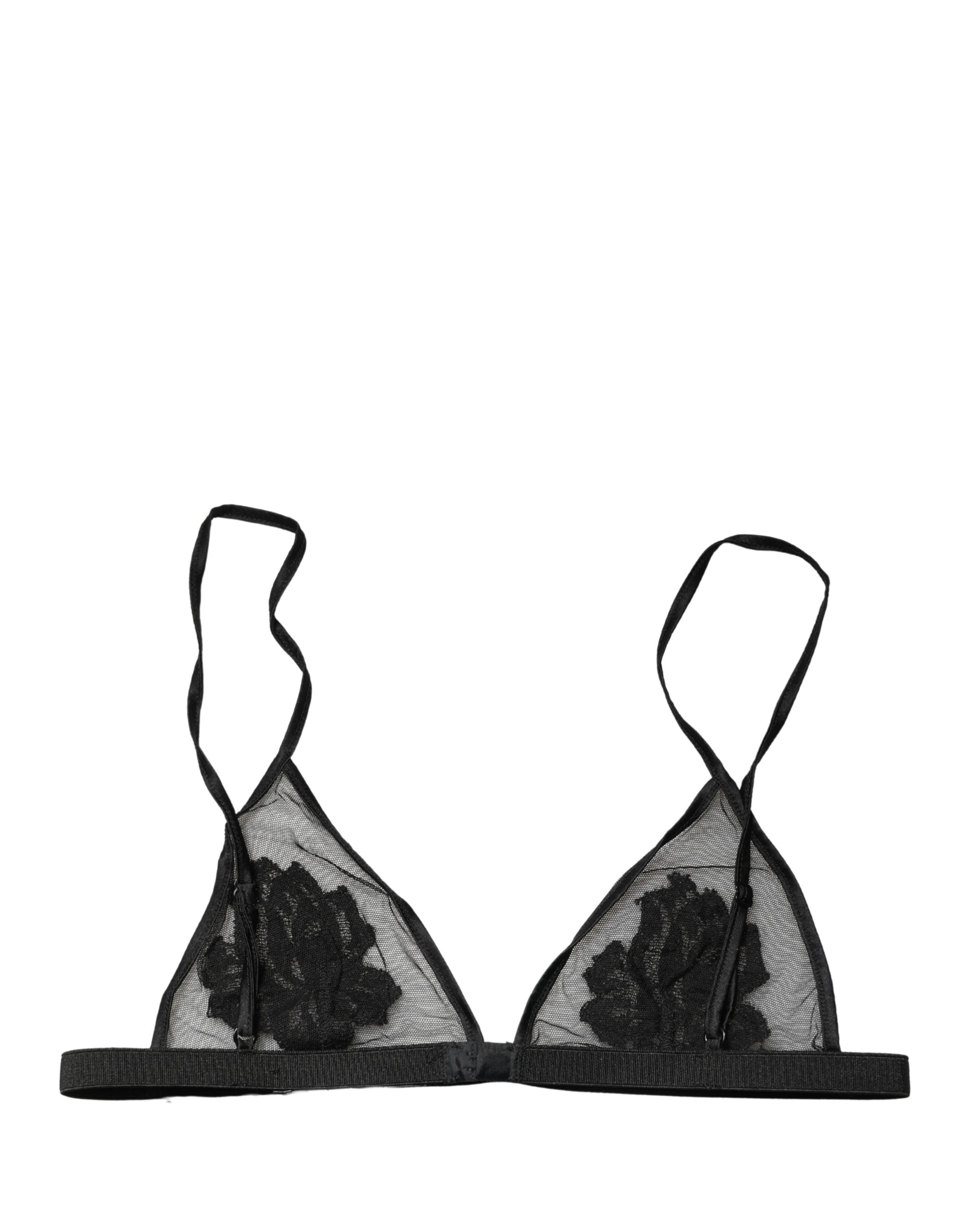 Black Floral Soft Cup Triangle Bra Underwear