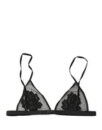 Black Floral Soft Cup Triangle Bra Underwear