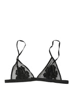 Black Floral Soft Cup Triangle Bra Underwear