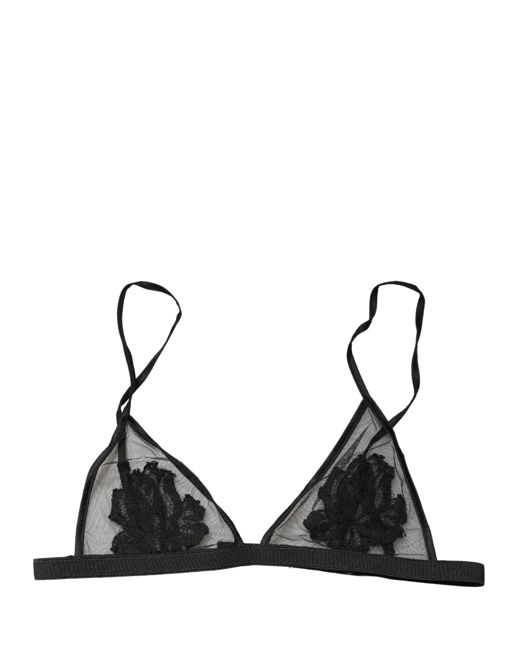 Black Floral Soft Cup Triangle Bra Underwear