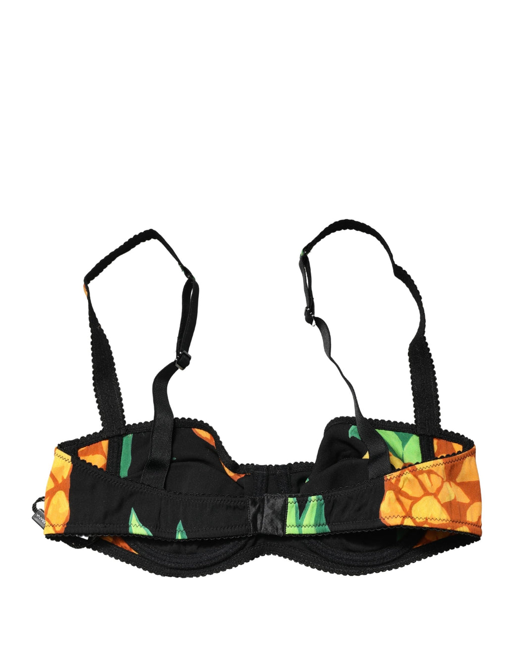 Black Pineapple Silk Balconette Bra Underwear
