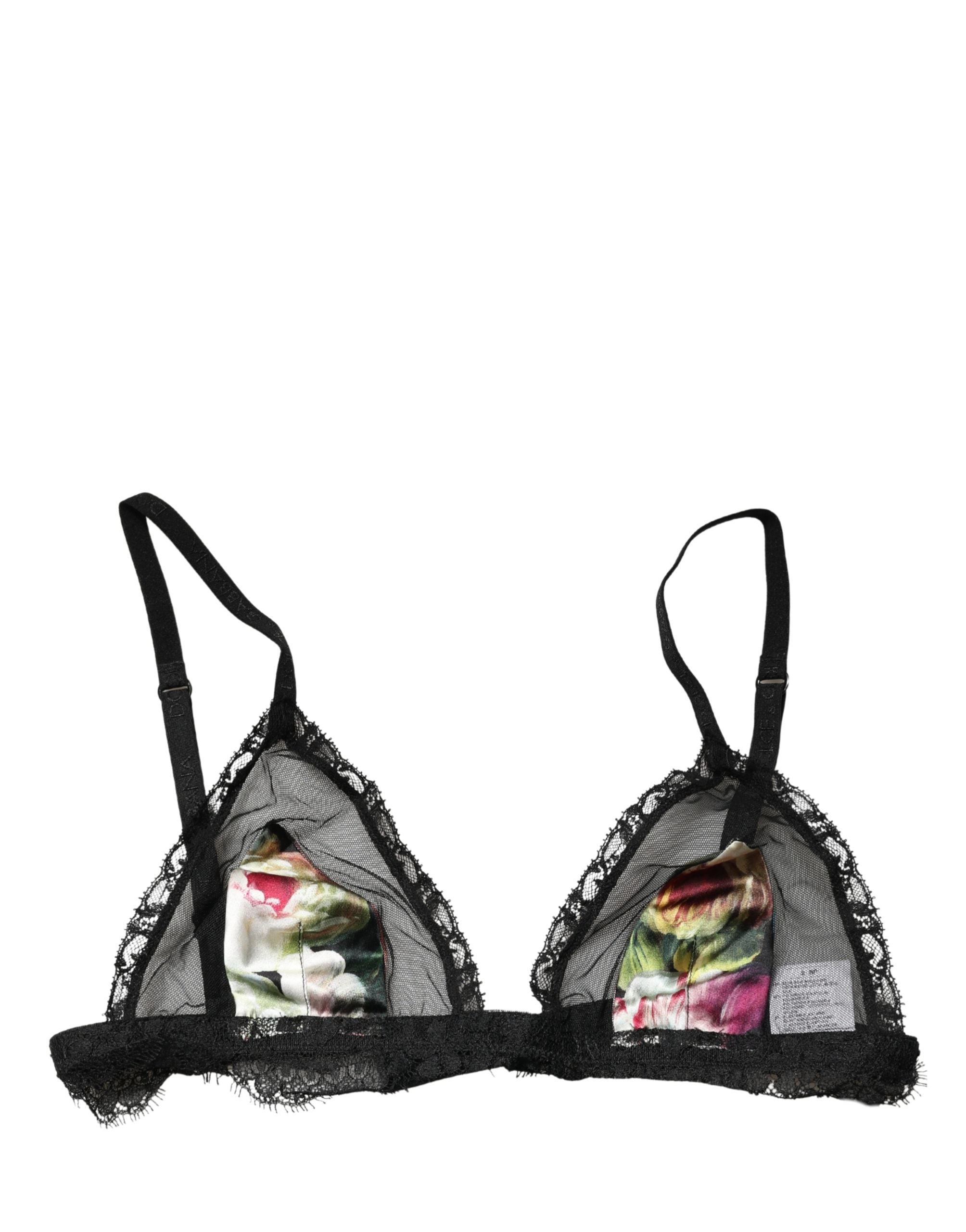 Black Floral Soft Cup Triangle Bra Underwear