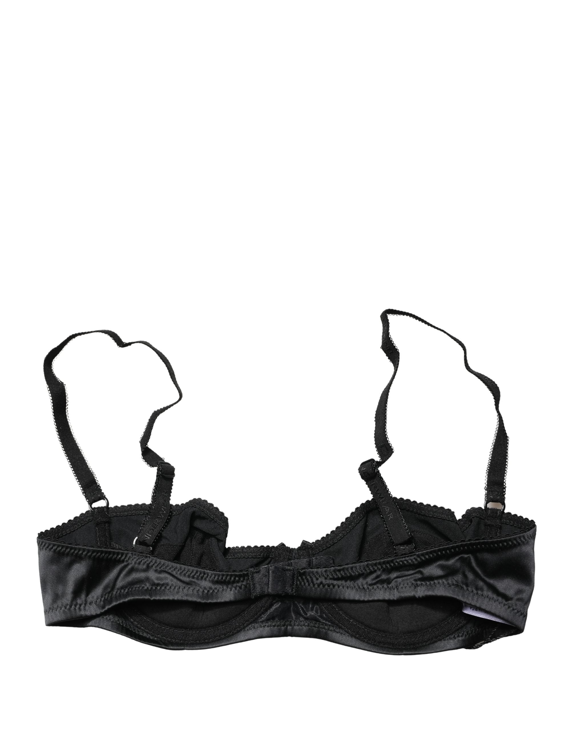 Black Semi-Pad Underwire Balconette Bra Underwear