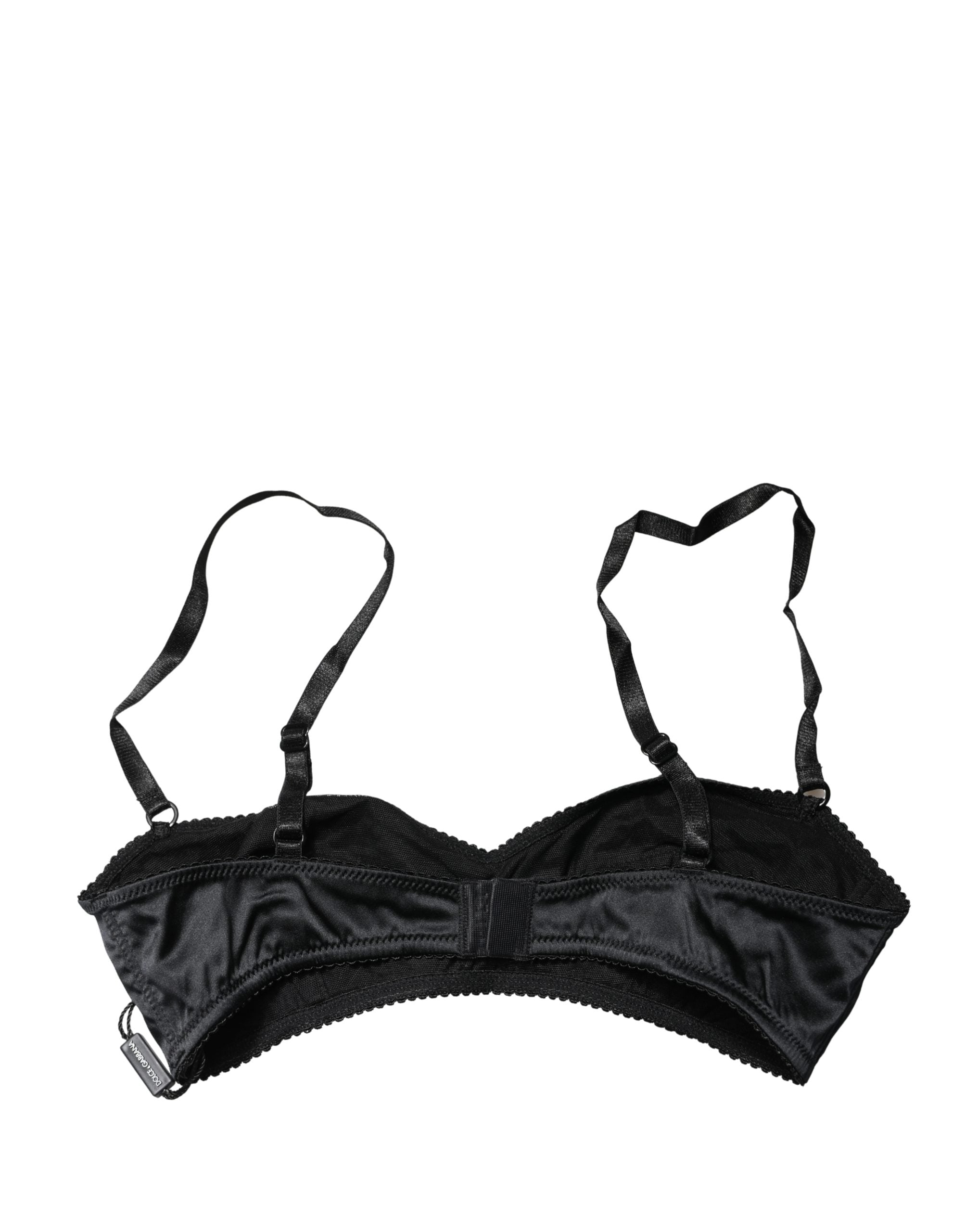 Black Semi-Pad Underwire Balconette Bra Underwear