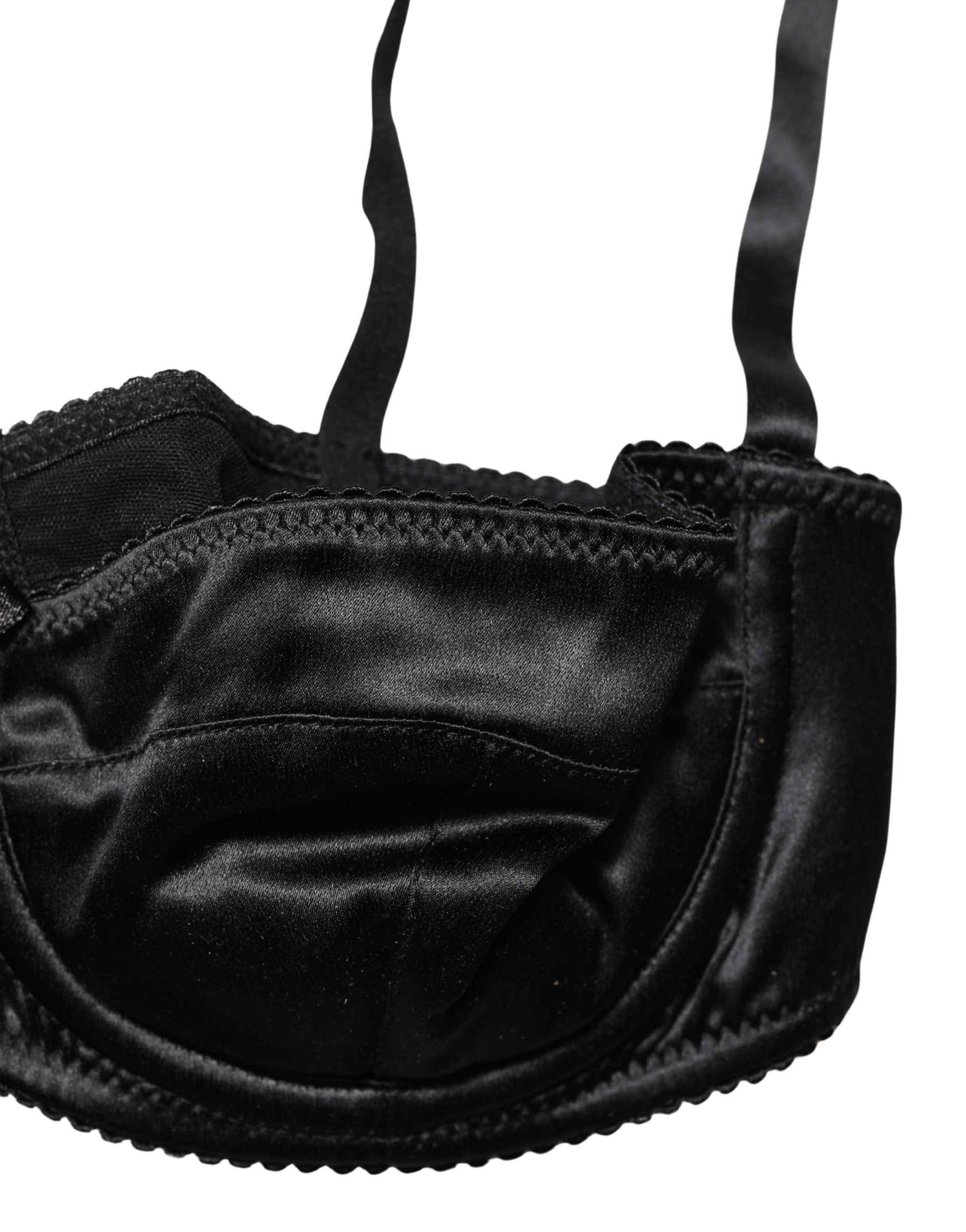 Black Semi-Pad Underwire Balconette Bra Underwear