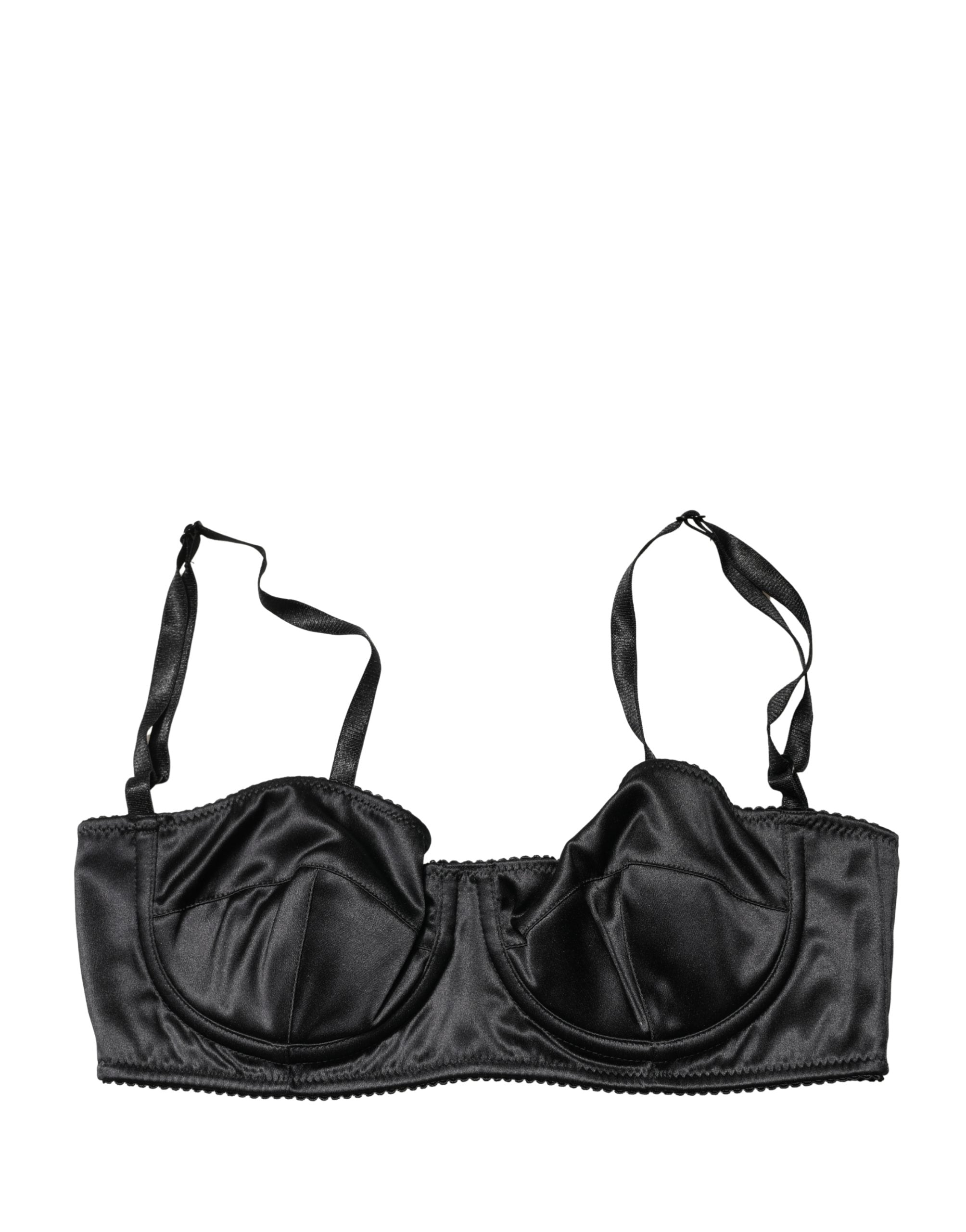 Black Semi-Pad Underwire Balconette Bra Underwear