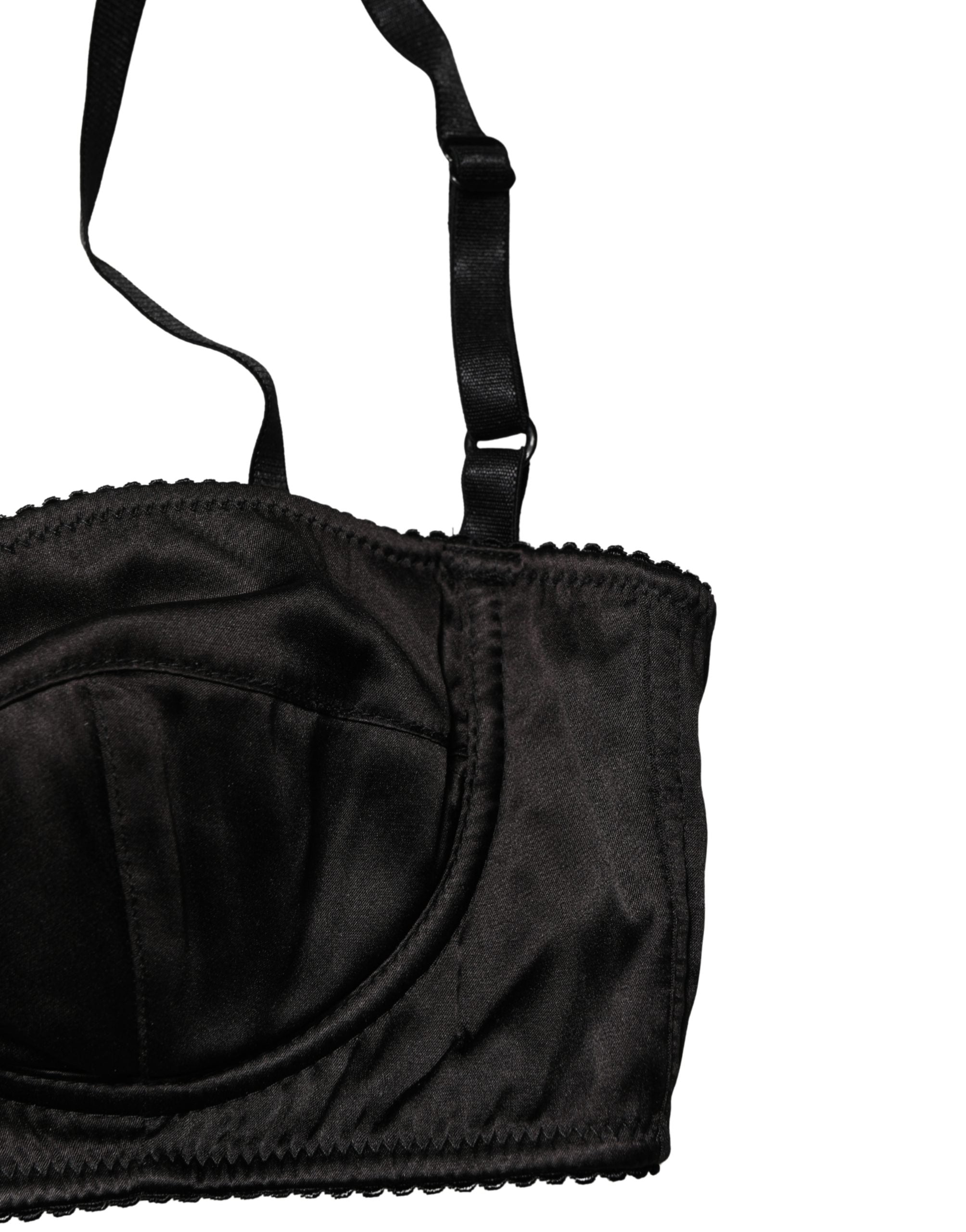 Black Semi-Pad Underwire Balconette Bra Underwear