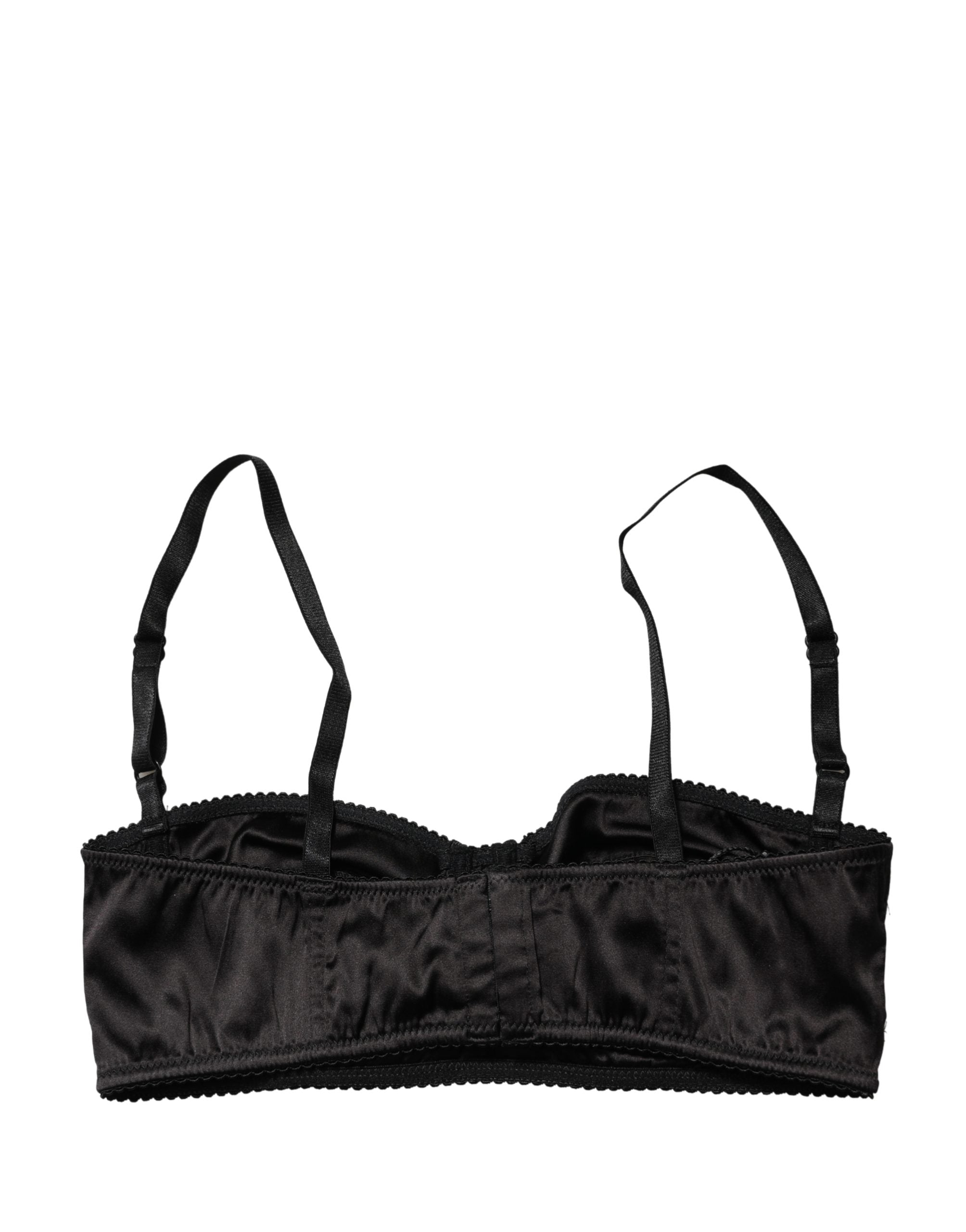 Black Semi-Pad Underwire Balconette Bra Underwear