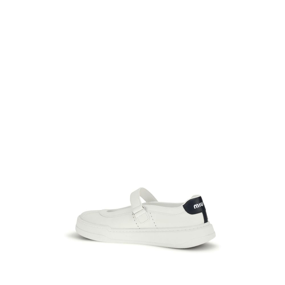 White Calf Leather Bos Taurus Ballet Flats