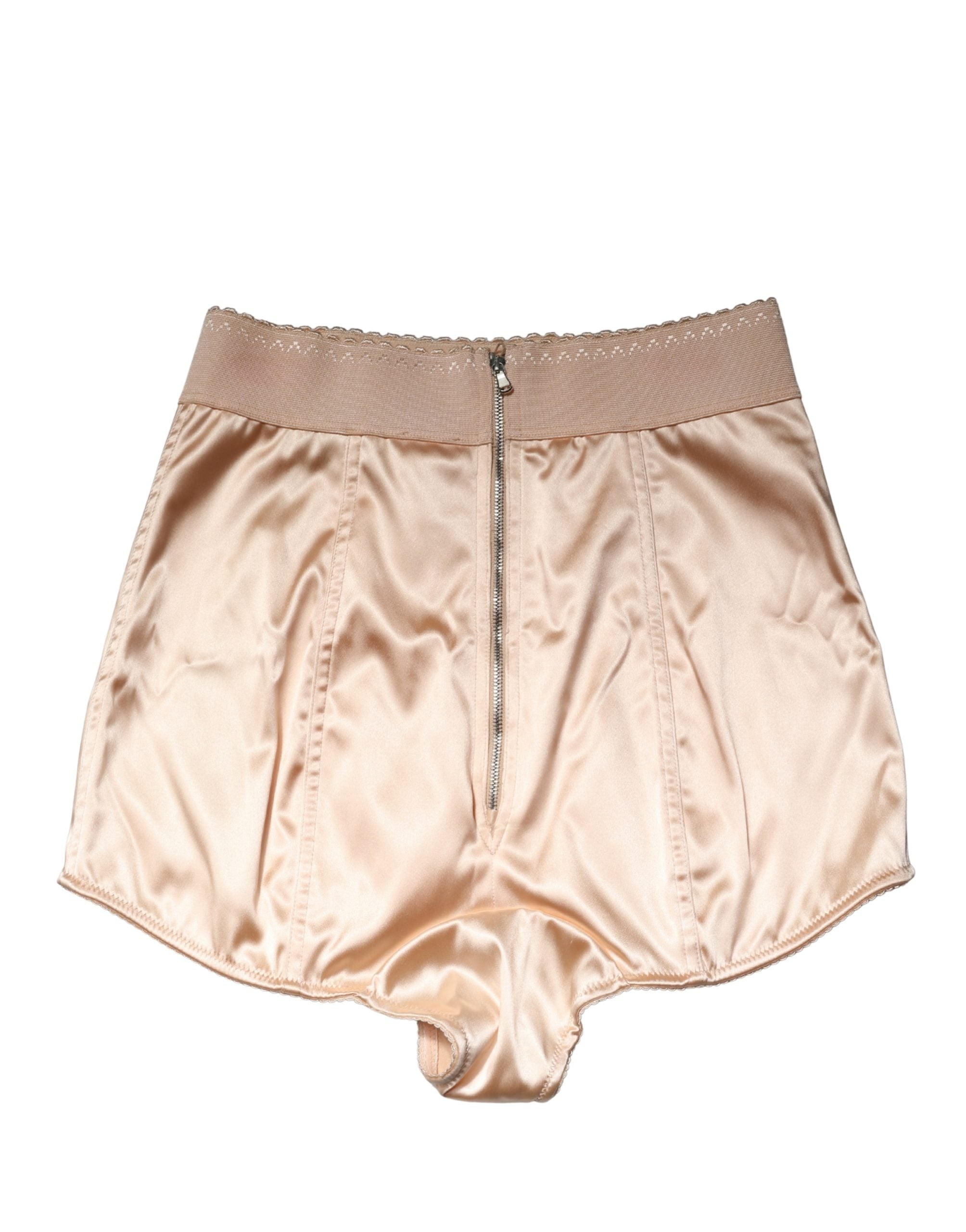 Beige Silk Blend High Waist Girdle Panty Underwear