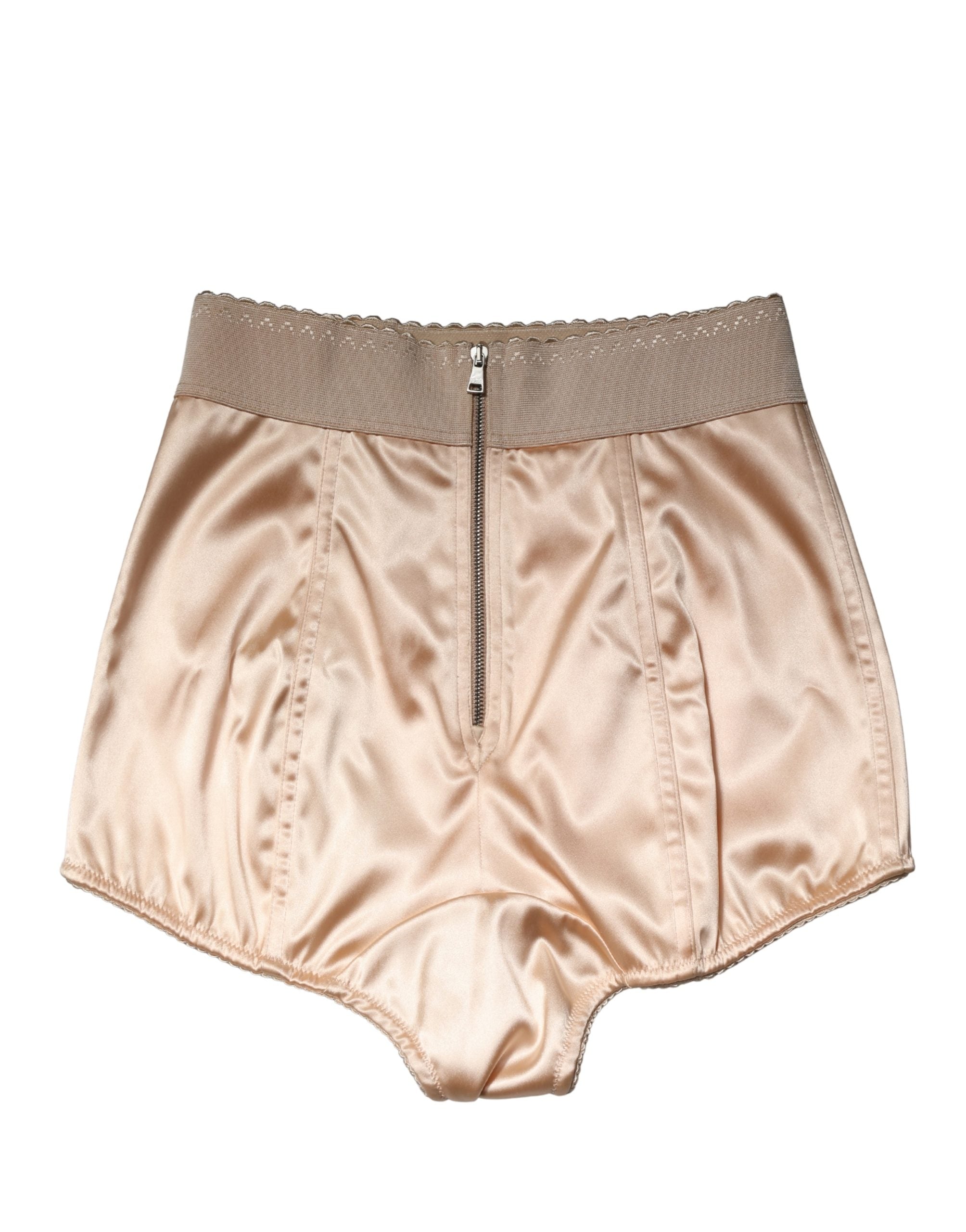 Beige Silk Blend High Waist Girdle Panty Underwear