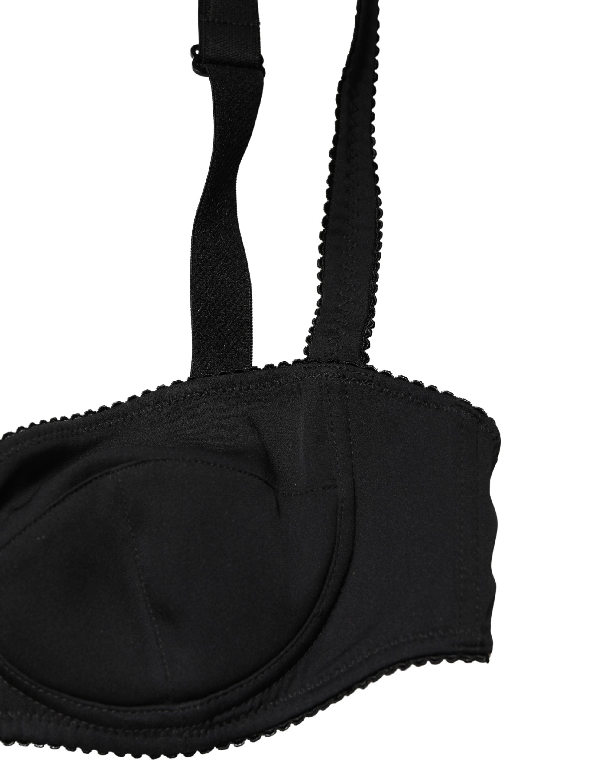Black Semi-Pad Underwire Balconette Bra Underwear