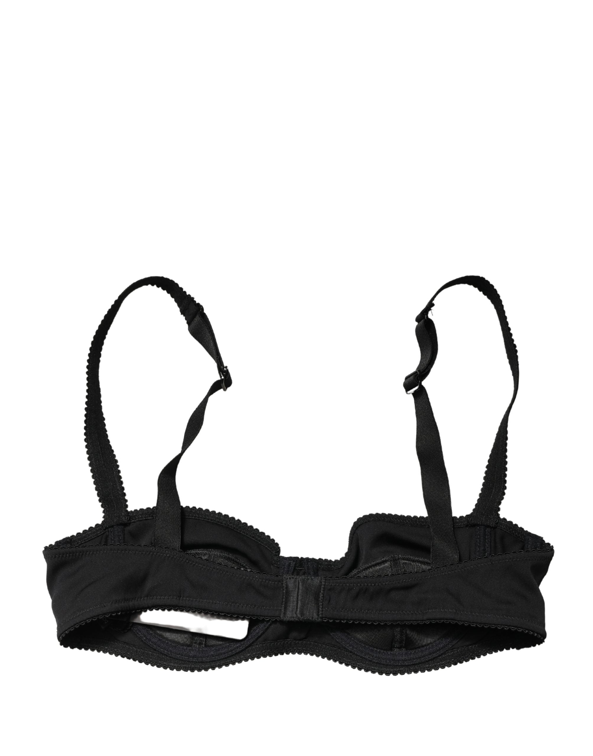 Black Semi-Pad Underwire Balconette Bra Underwear