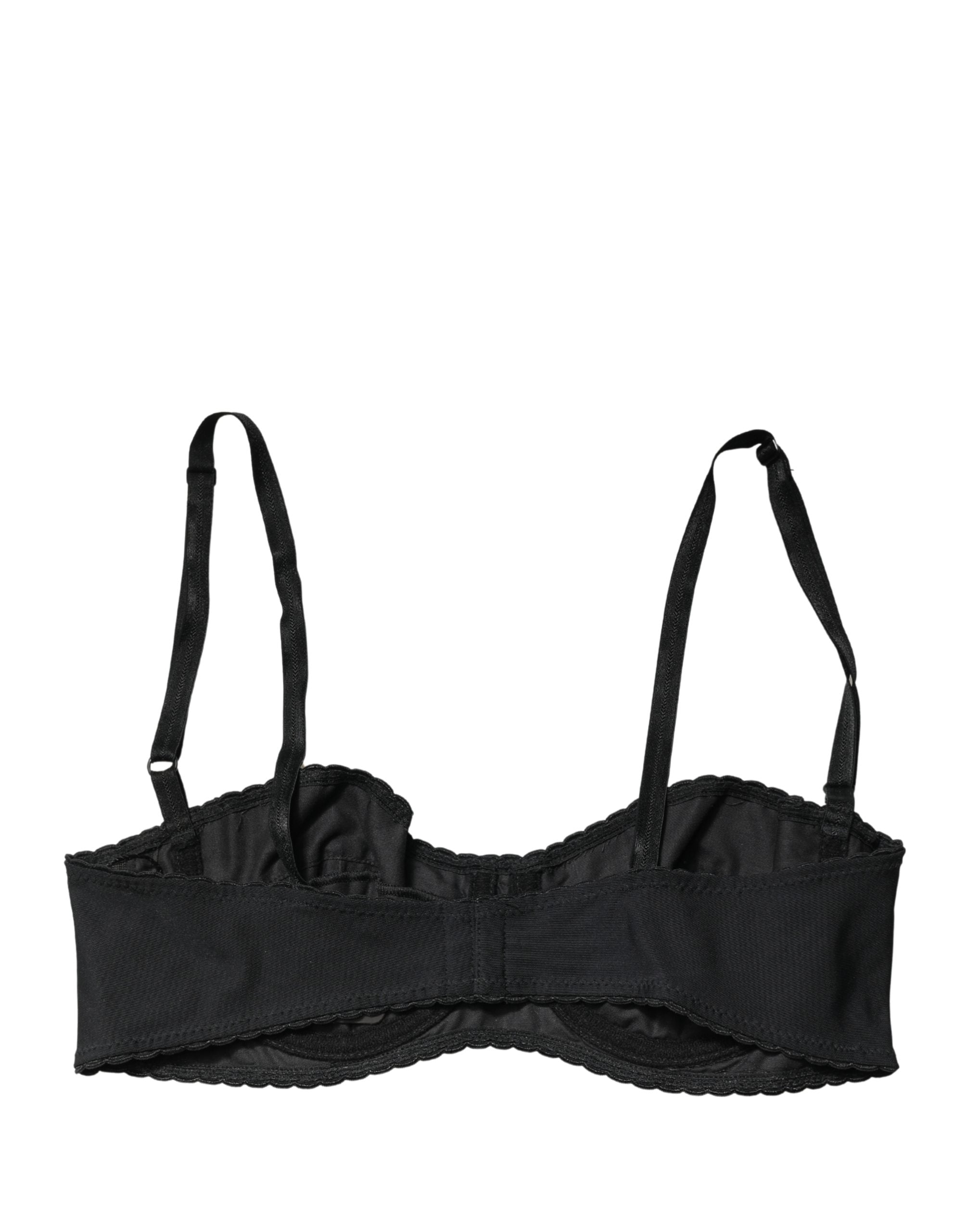 Black Semi-Pad Underwire Balconette Bra Underwear