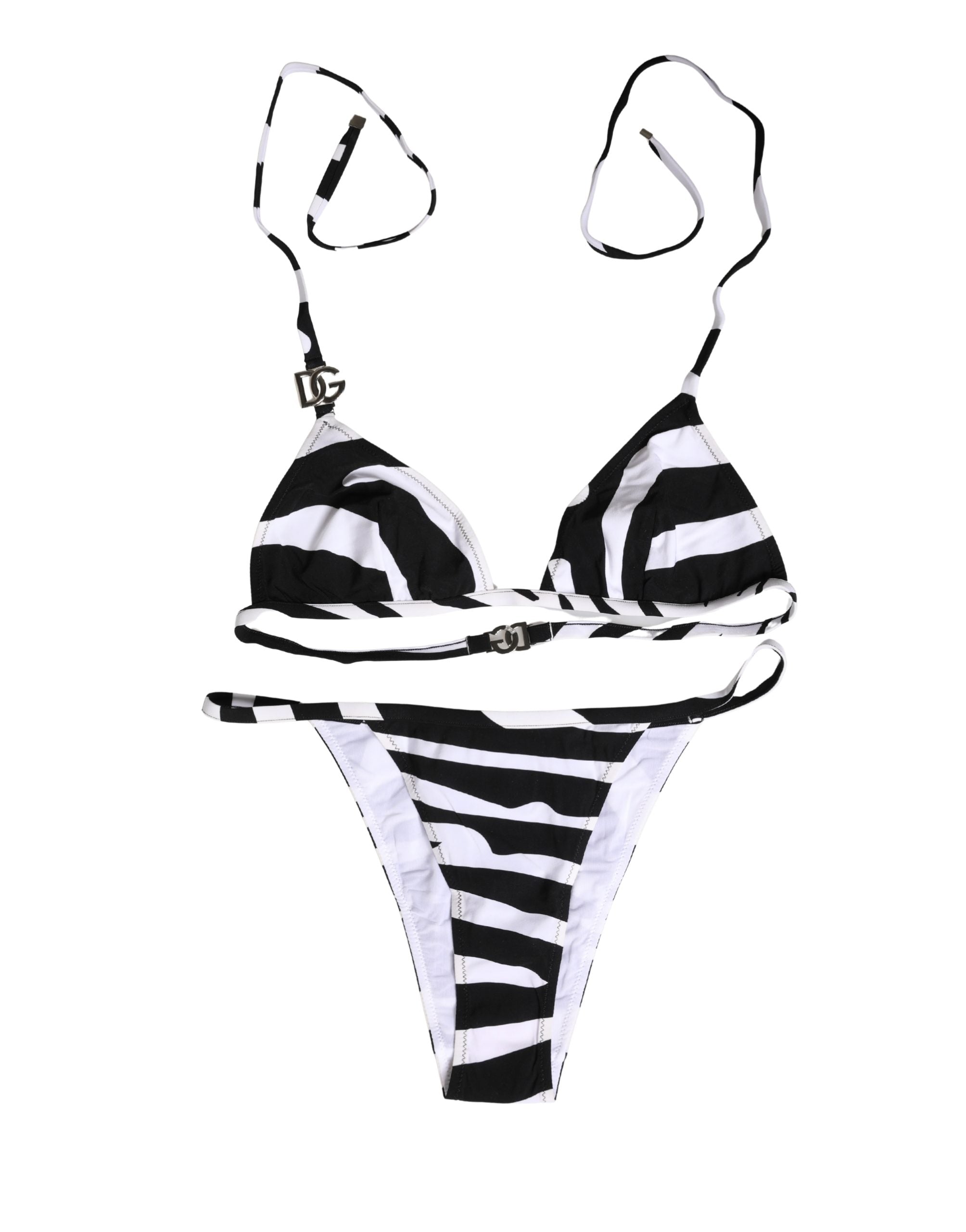 Black White Zebra Bikini Top Bottom Swimwear