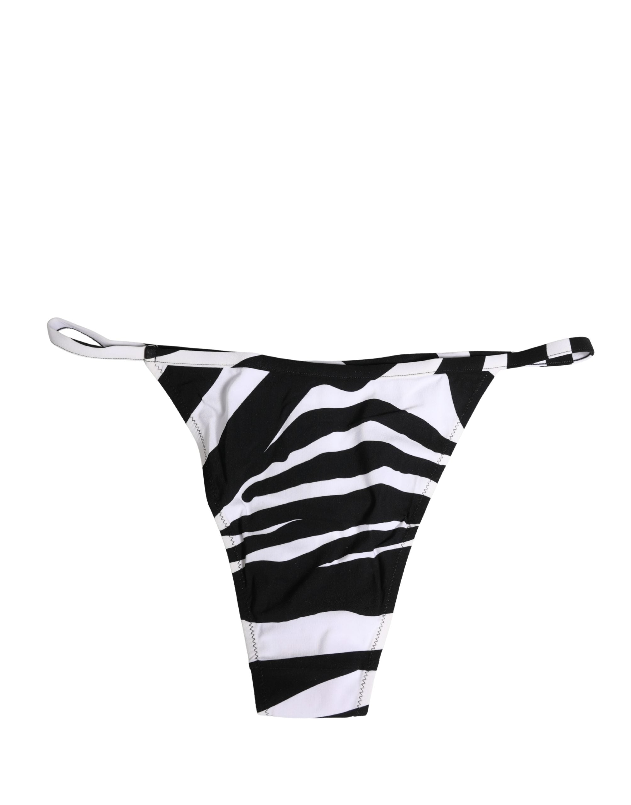 Black White Zebra Bikini Top Bottom Swimwear