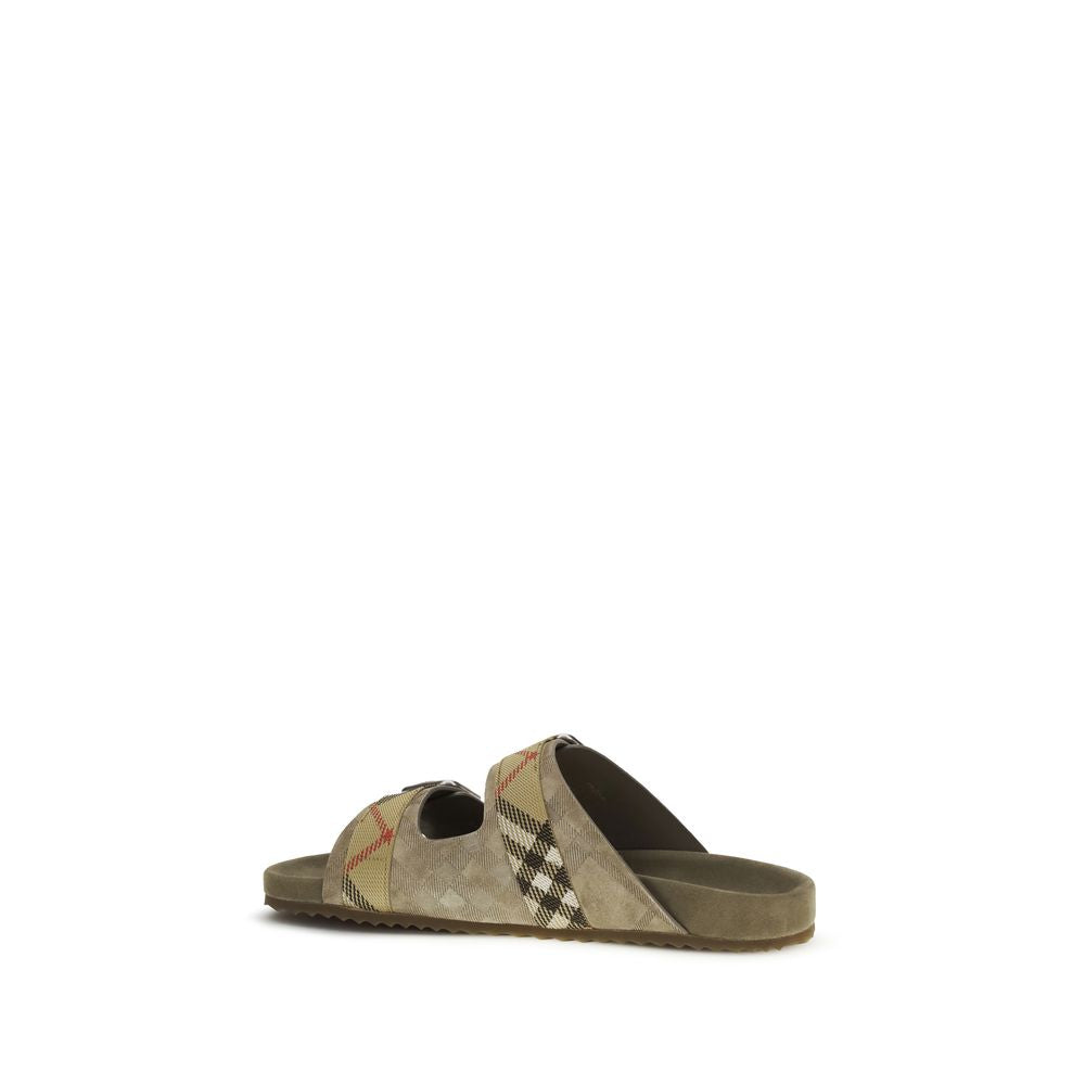 Beige Calf Leather Bos Taurus Flat Sandals
