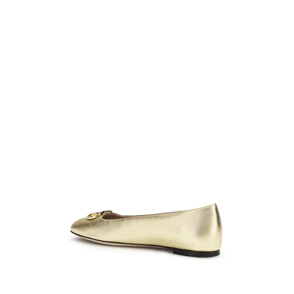 Gold Calf Leather Bos Taurus Ballet Flats