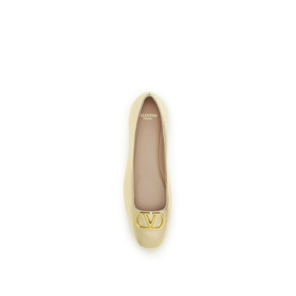 Gold Calf Leather Bos Taurus Ballet Flats