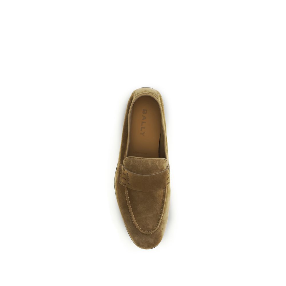 Beige Calf Leather Bos Taurus Slip-On Loafers