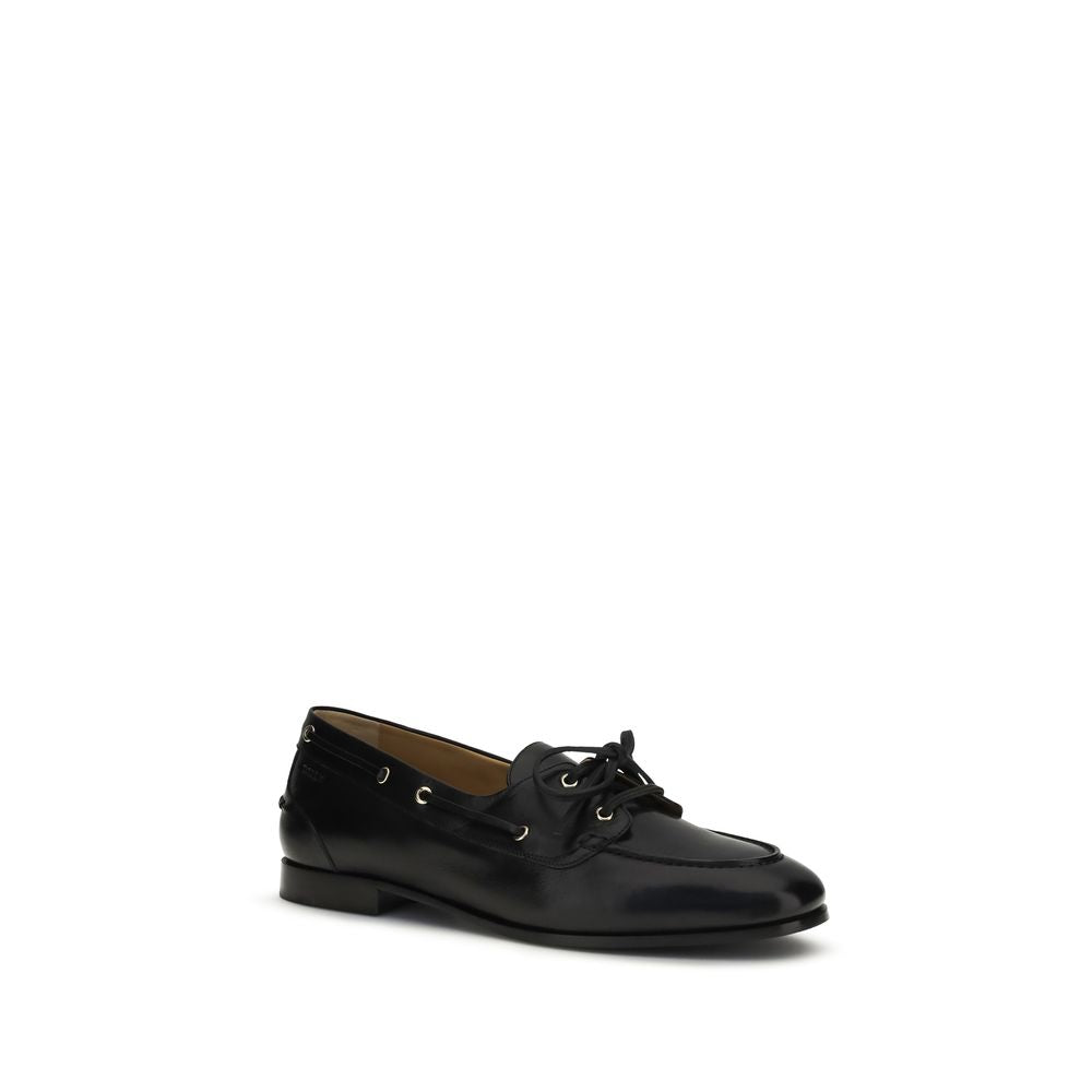 Black Buffalo Leather Slip-On Loafers