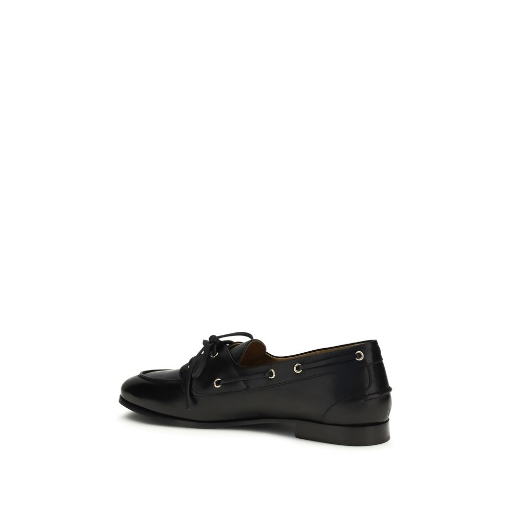 Black Buffalo Leather Slip-On Loafers