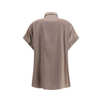 Brown Silk Shortsleeve Shirt