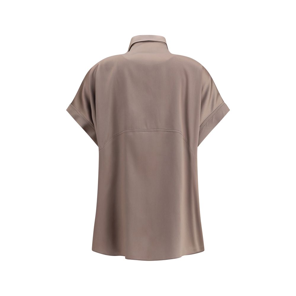 Brown Silk Shortsleeve Shirt