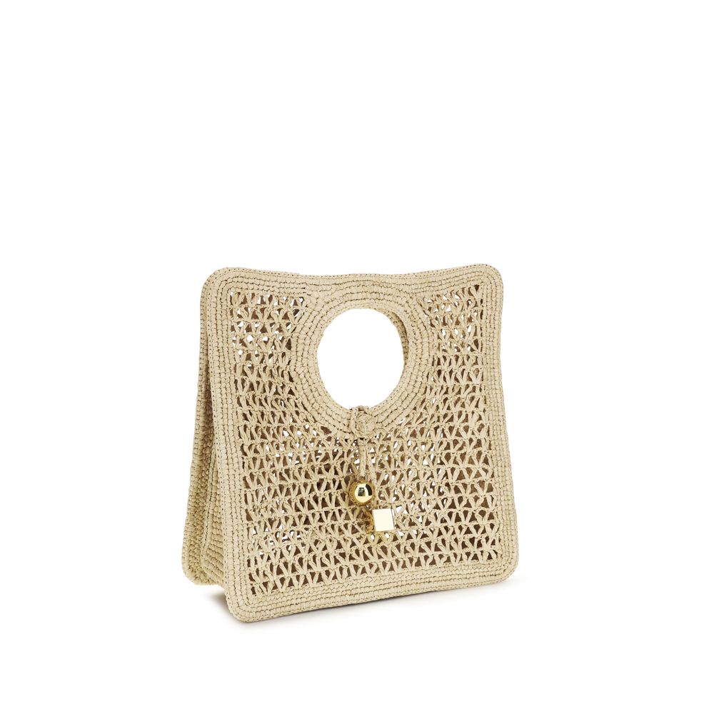 Beige Raffia Handbag