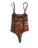 Multicolor CherryPrint Lace Bodysuit Underwear