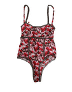 Multicolor CherryPrint Lace Bodysuit Underwear