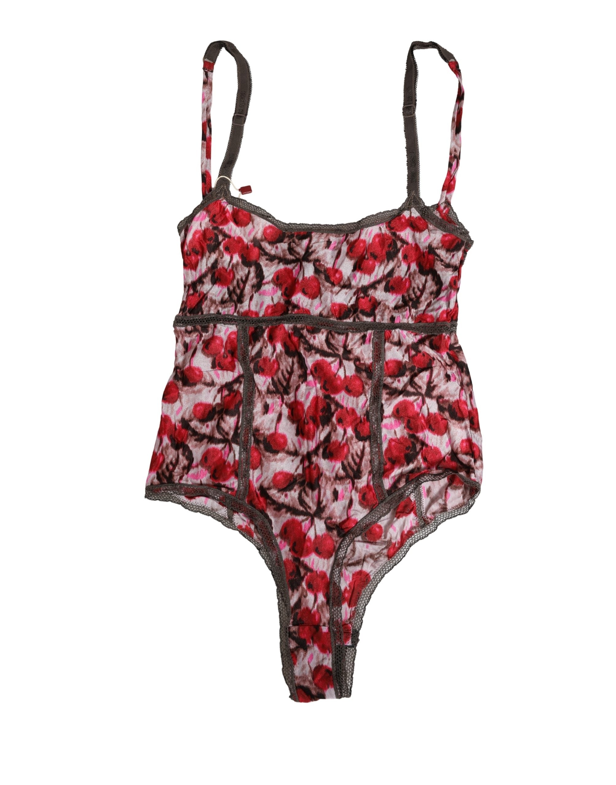 Multicolor CherryPrint Lace Bodysuit Underwear