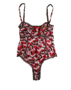 Multicolor CherryPrint Lace Bodysuit Underwear