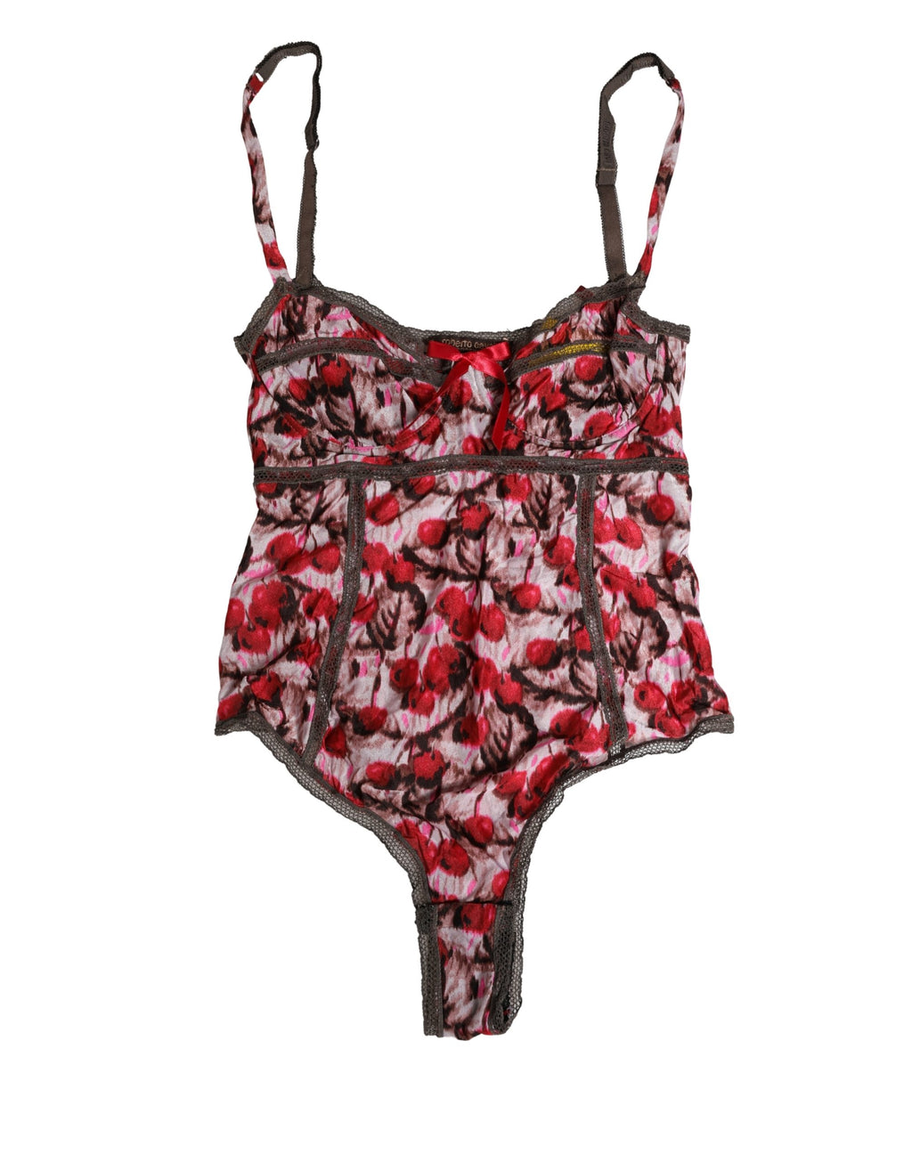 Multicolor CherryPrint Lace Bodysuit Underwear