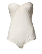 Off White Strapless One Piece Swimsuit Swimwear