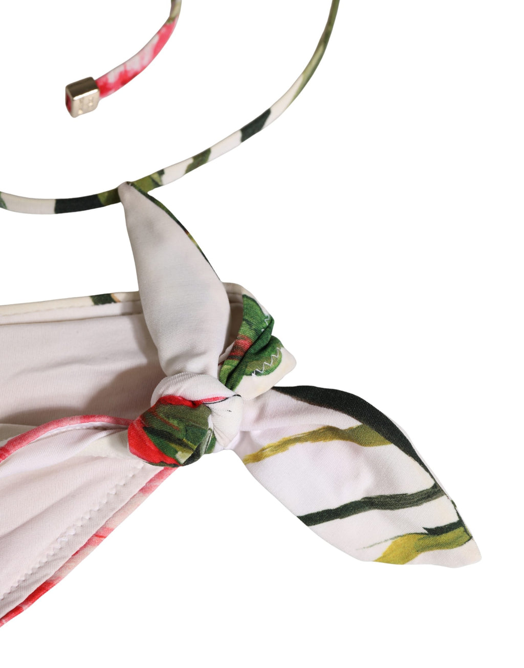 White Carnation Print Triangle Bikini Set Swimwear