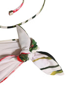 White Carnation Print Triangle Bikini Set Swimwear