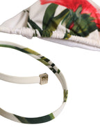 White Carnation Print Triangle Bikini Set Swimwear