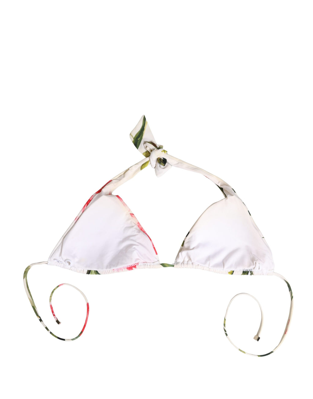 White Carnation Print Triangle Bikini Set Swimwear