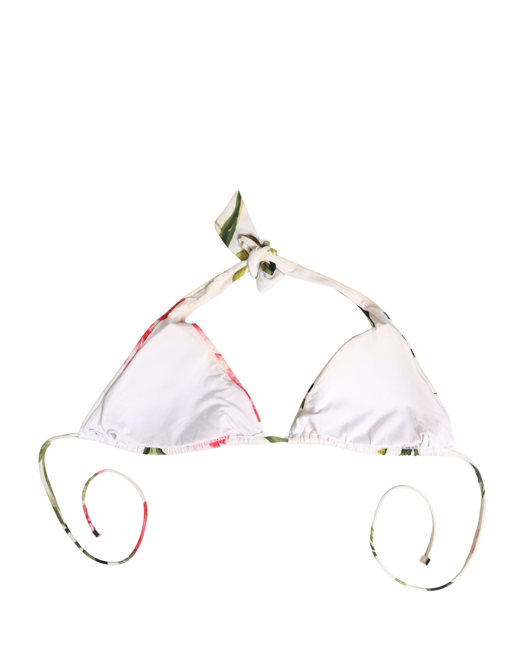 White Carnation Print Triangle Bikini Set Swimwear