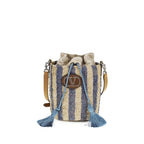 Blue Raffia Backet Bag