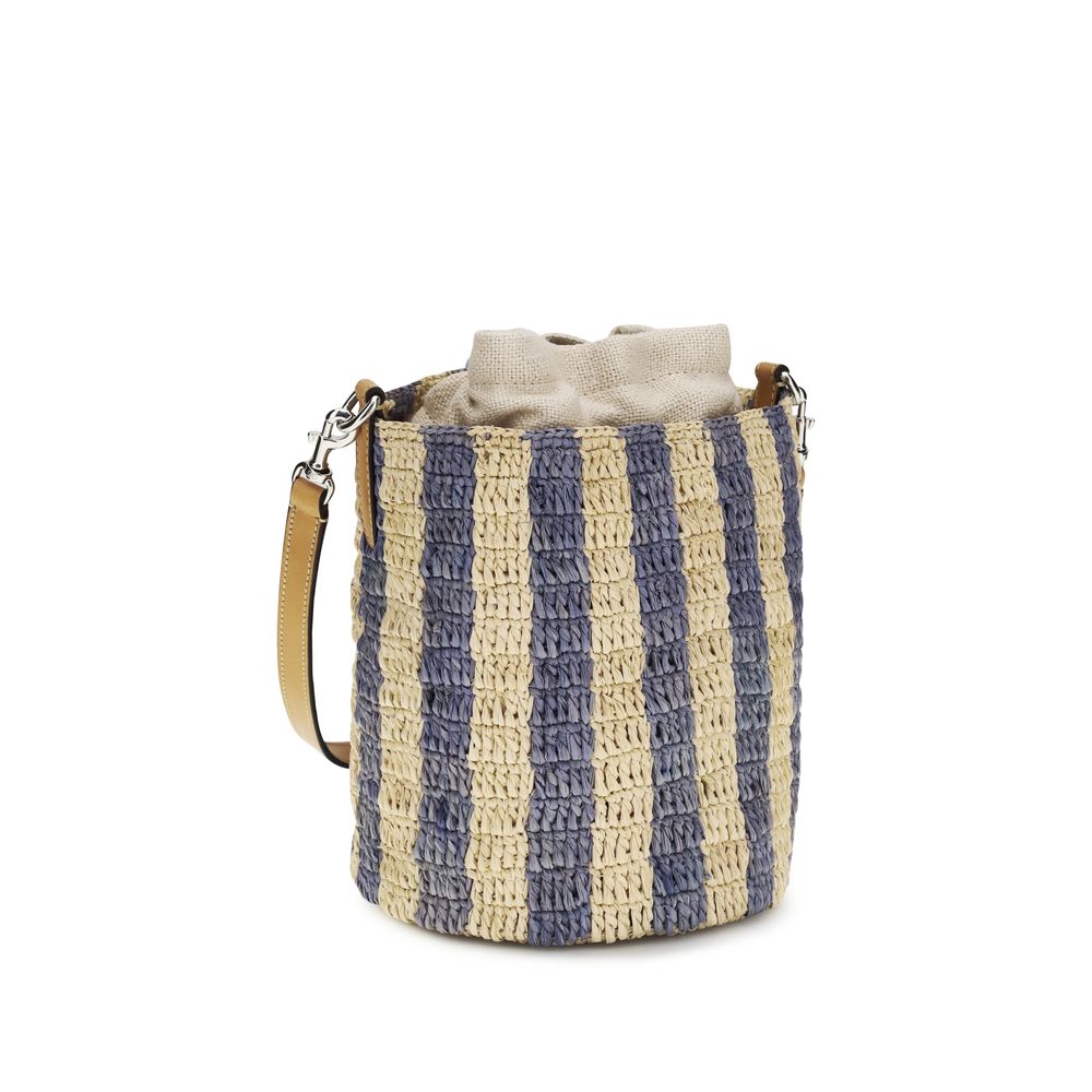 Blue Raffia Backet Bag