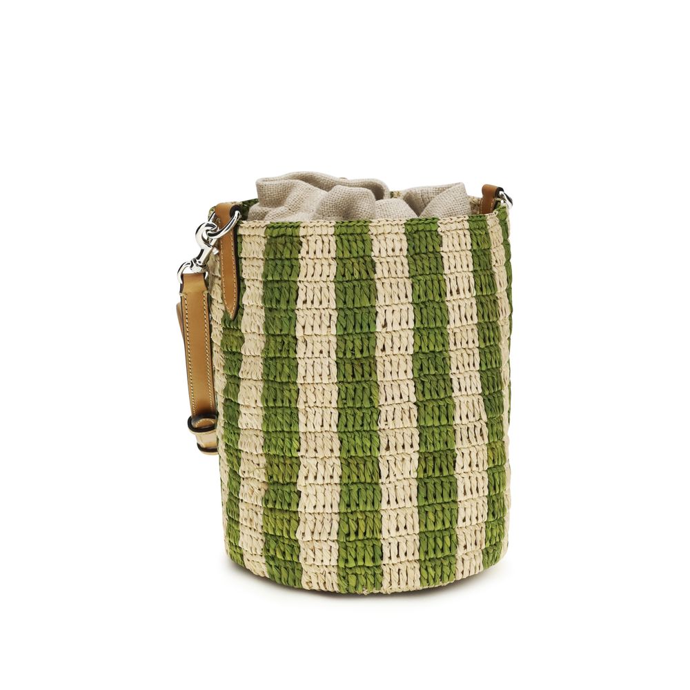 Bicolor Raffia Backet Bag