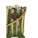 Bicolor Raffia Backet Bag
