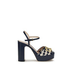 Blue Calf Leather Bos Taurus Platform Sandals