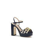 Blue Calf Leather Bos Taurus Platform Sandals