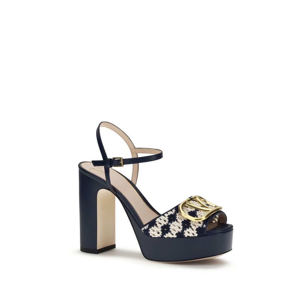 Blue Calf Leather Bos Taurus Platform Sandals