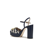 Blue Calf Leather Bos Taurus Platform Sandals