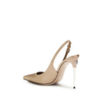 Beige Silk High Heel Pumps